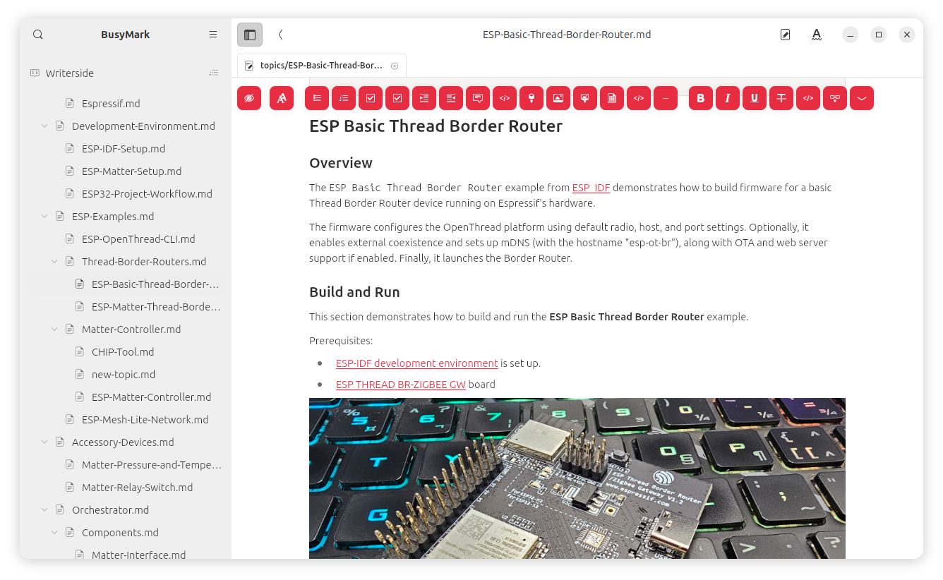 BusyMark WYSIWYG editor view
