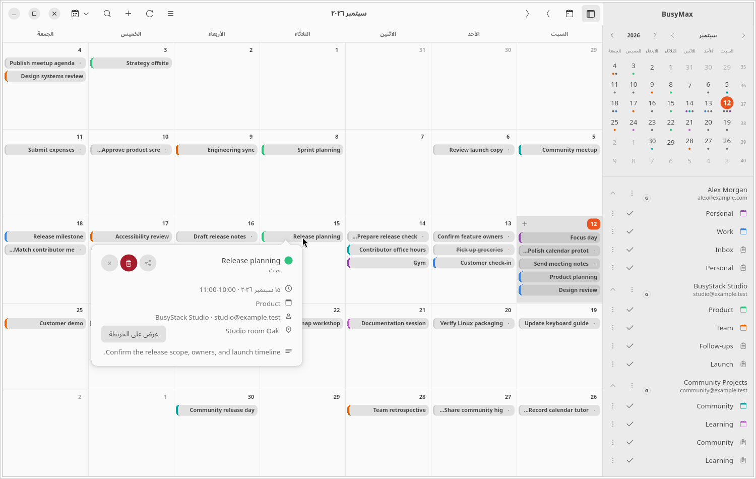 BusyMax month calendar view