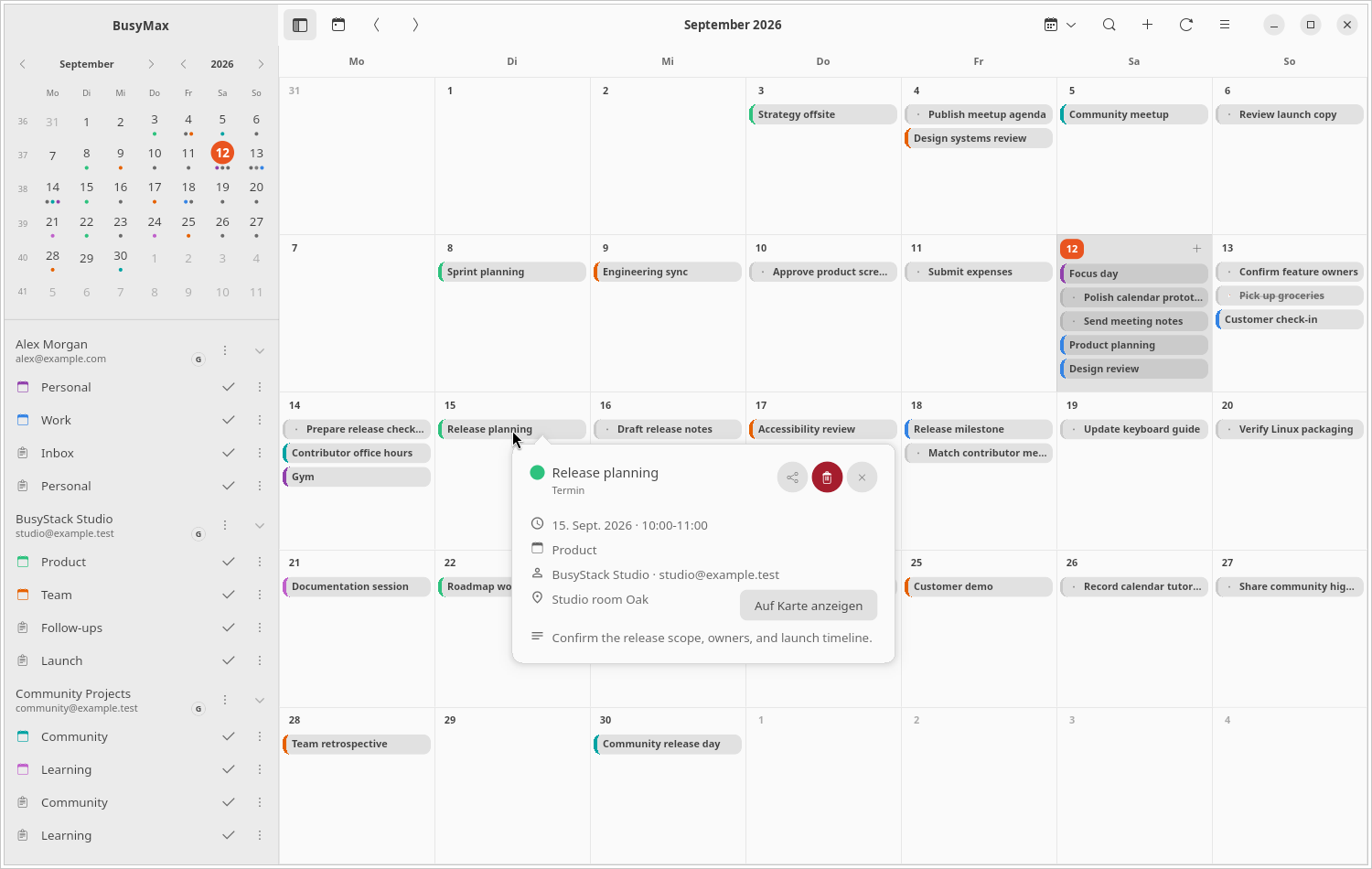BusyMax month calendar view