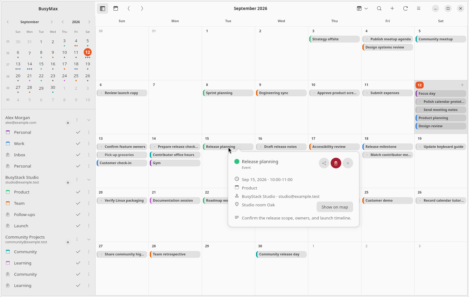 BusyMax month calendar view