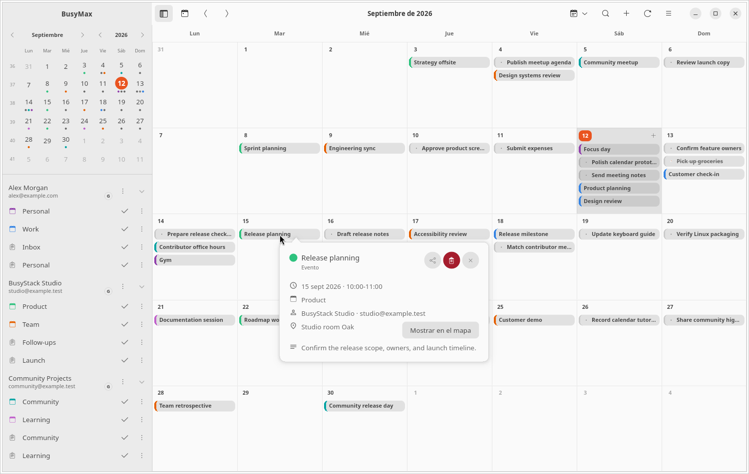 BusyMax month calendar view