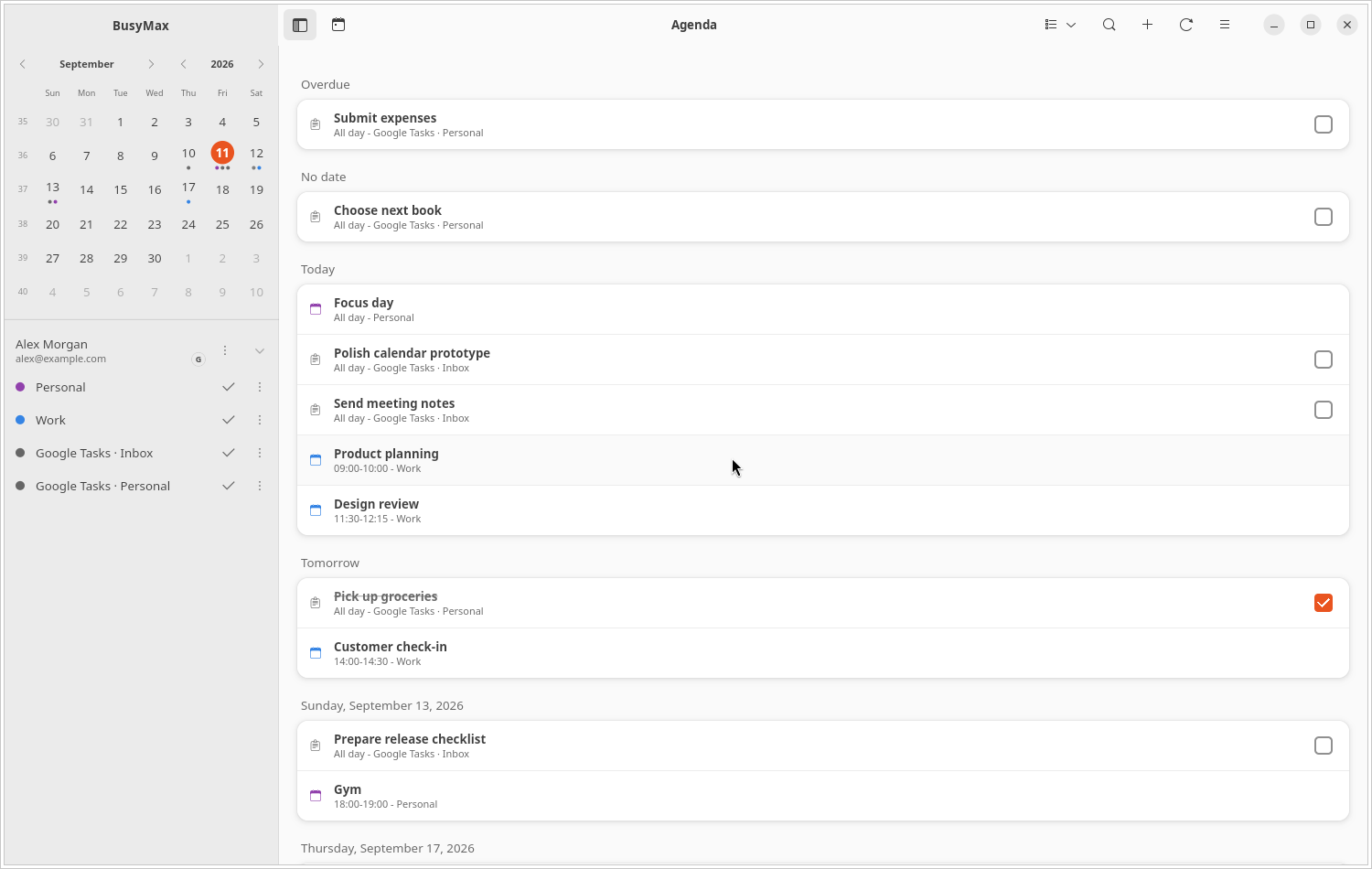 Agenda view